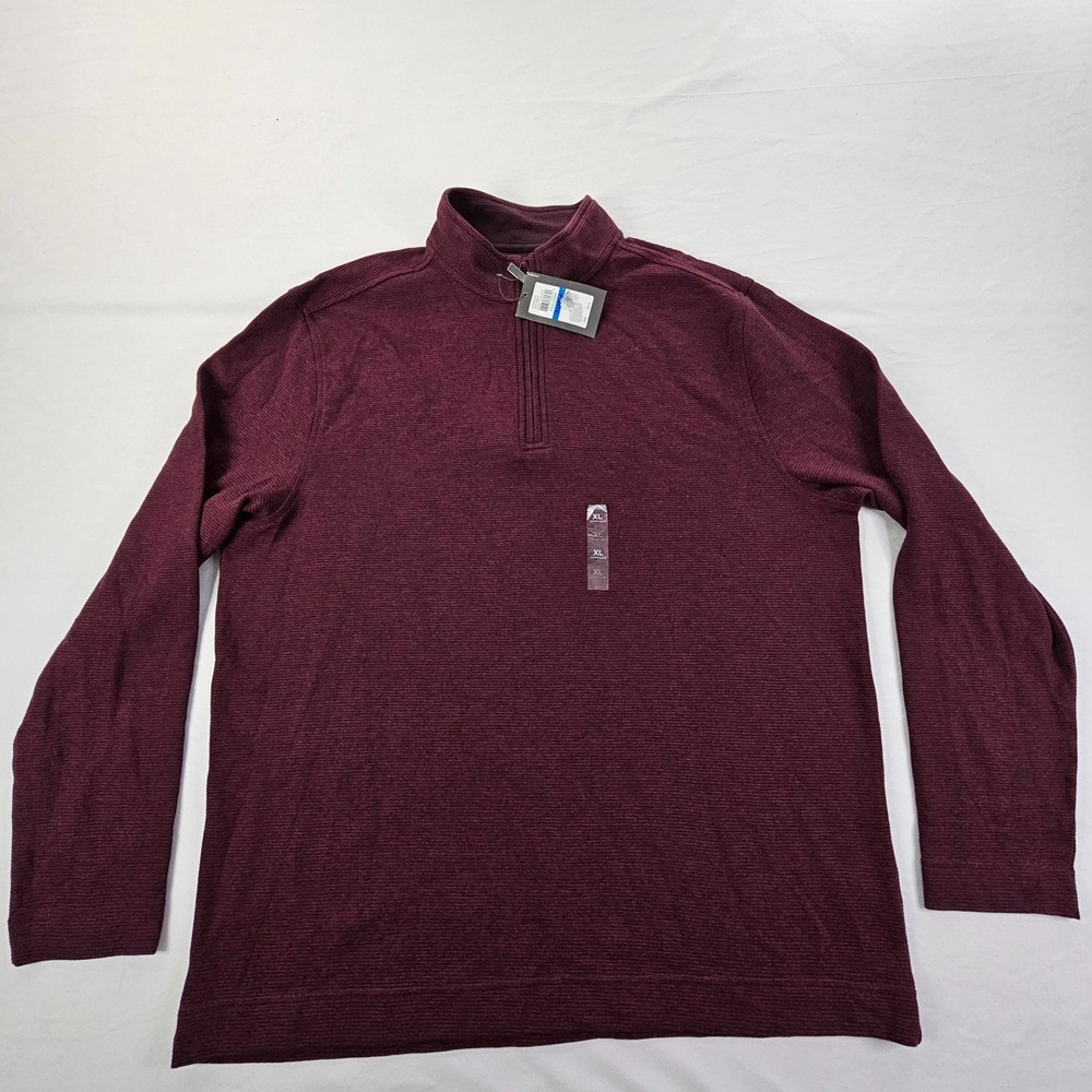 Van Heusen Never Tuck Maroon Classic Fit 1/4 Zip Pullover Sweater Men's XL